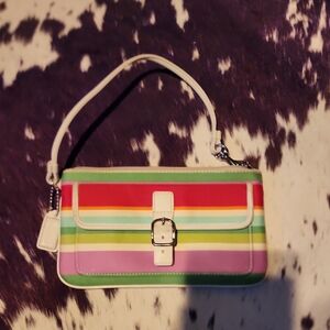 Vintage Colorful Striped Mini Coach Bag